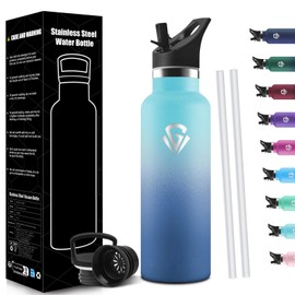 HoneyHolly Water Bottle 750 ml, BPA-Free, Stainless Steel Water Bottle, Double-Walled Vacuum Insulated, Stainless Steel Water Bottle with Straw, Insulated Bottle for School, Travel, Jogging Insulated