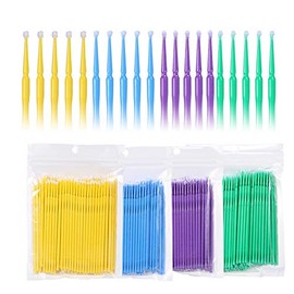 100PCS Cepillo de pestañas micro, Micro aplicador de hisopos de algodón Cepillo para maquillaje y cuidado personal, Cepillo de rímel desechable Barra de limpieza de pegamento para pestañas, 4 colores(PÚRPURA)