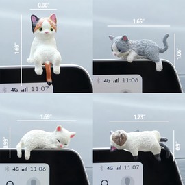 Cat Car Interior Aesthetic Accessories Dash Decorations, Set of 4 Cute Car Dashboard Decor Rearview Mirror Ornament for Women Girl (Kitten)