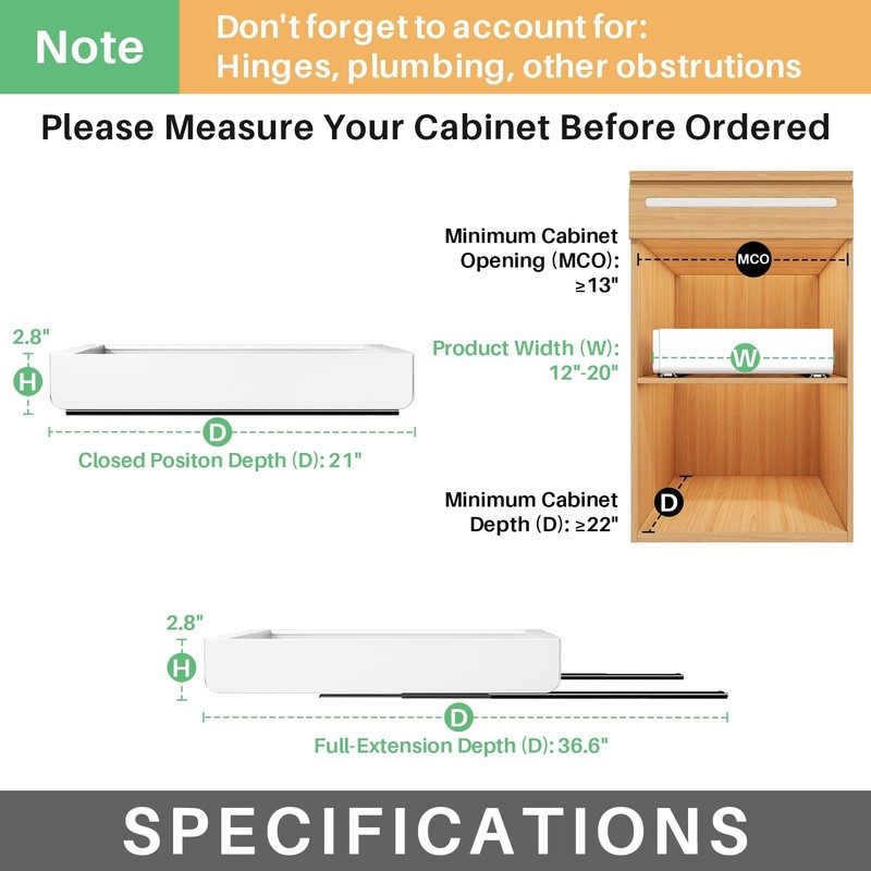 Kitstorack Pull out Cabinet Organizer, Expandable(12"-20") Heavy Duty Slide out
