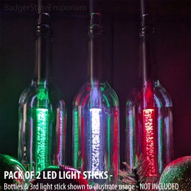 Hampton & Smyth Pack of 2 LED Light Sticks for Wine Bottles Lamps Christmas Decorations 7 Colors