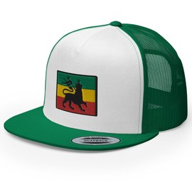 RIVEMUG Rasta Lion of Judah Premium Trucker Hat Flat Bill High Crown Adjustable Cap
