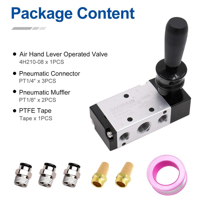 Baomain Pneumatic Solenoid Valve Manual Control Push-Pull, 4H210-08 PT 1/4"