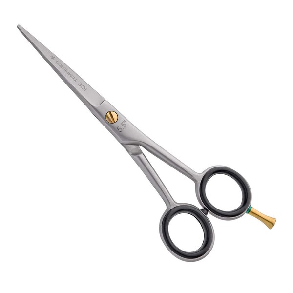 Otto Herder hairdressing scissors, extra sharp hair scissors, 5.5 inches (15.5 cm) with one-sided micro-edging, hair cutting ash for a precise haircut with golden screw.
