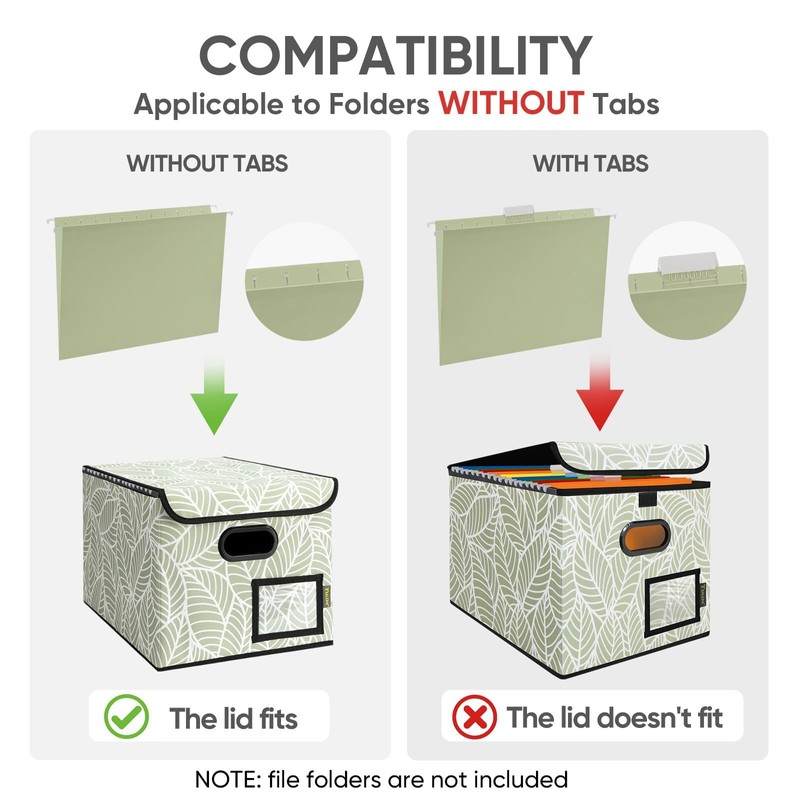 BALEINE File Organizer Box with Lid, Collapsible File Folder Organizer