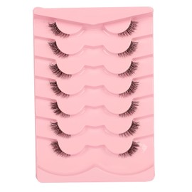 Pestañas Postizas Corto Natural Media Pestañas Wispy Clear Band Cat Eye Lashes Pack 3D Faux Mink 3/4 Pestañas 1 Recuento (Paquete de 7)