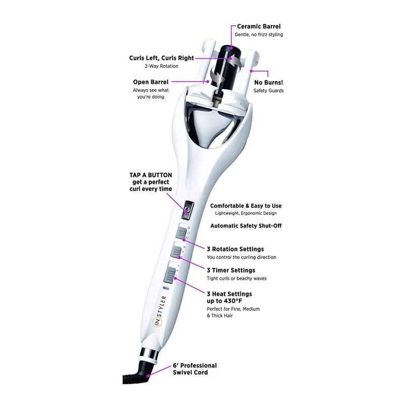 Instyler Tulip Auto Curler Automatic Curling Tong Iron Wave Machine