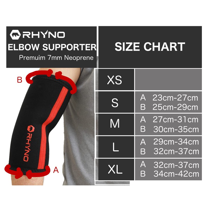 RHYNO(ライノ) エルボースリーブ 7mm 肘サポーター ネオプレーン 両肘 ペア Elbow Sleeve 2枚組