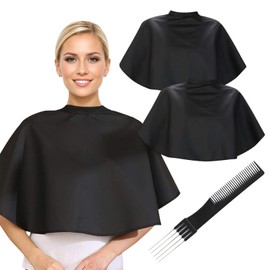 2Pcs Hair Dye Cape, Waterproof Haircutting Cape, Makeup Capes with Adjustable Velcro Closure, for Hair Dyeing, Bleaching and Washing(With A Professional Haircut Comb*1)