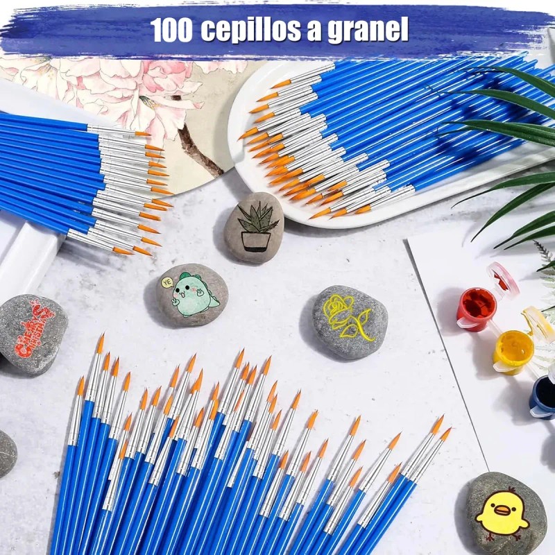 Set 100 Pinceles Para Dibujo Acuarela Acrílico Oleo Gouache
