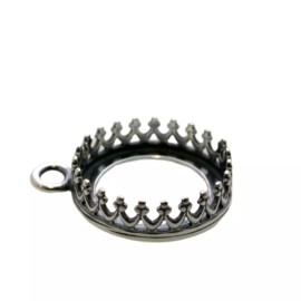 ZDP USA (10pcs ) 12mm Solid Brass ,Antique Silver Plated  Bezel Cup