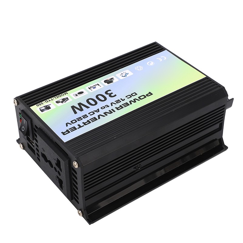 Power Inverter 300W 1 Universal Socket 2 USB Port Smart