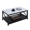 Convenience Concepts Oxford Coffee Table with Shelf, White Faux Marble/Black