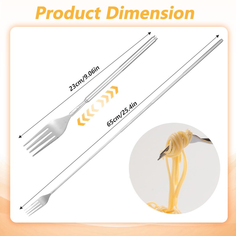 MBAIYO Extendable Fork, Telescopic Fork, Meat Fork, Stainless Steel, Retractable