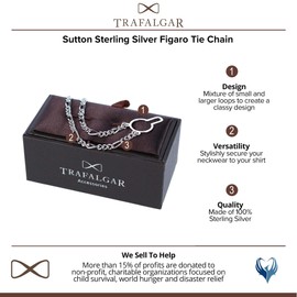 Trafalgar Men's Sutton Sterling Silver Figaro Tie Chain, Silver