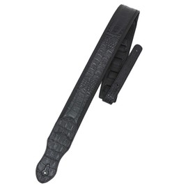 Walker & Williams F-15 Classic Black Textured Gator Finish Padded Guitar Strap