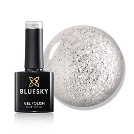 Bluesky Gel-Nagellack, You Could Cut Glass Platinum 07, Silber-Glitzer, langlebig, splitterfest, 10 ml (muss unter UV-LED-Lampe getrocknet werden)