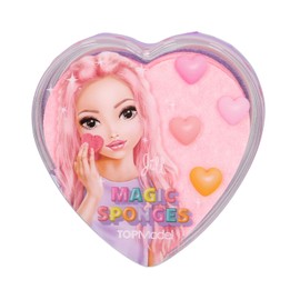 Depesche 12822 TOPModel Beauty and Me Magic Heart Sponge in Pink and Purple, Heart Box with 12 Sponges for Facial Cleansing