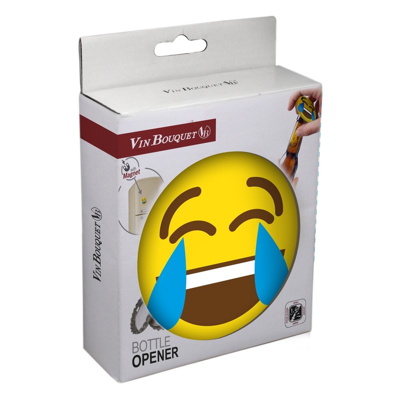 Vin Bouquet Emoticon Emoticon Faces Bottle Opener with Magnet, Yellow,