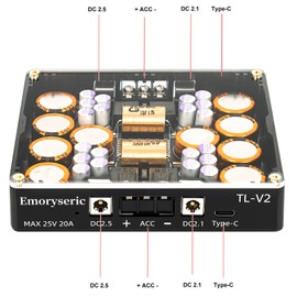 Emoryseric TL-V2 Ultra-Low ESR DC Power Filter & Purifier - HiFi Audiophile Electronic Processor DC Power Conditioner for SMPS & Linear Power Supplies, DAC, Amp, NAS, Car Audio (5V-25V, 20A)
