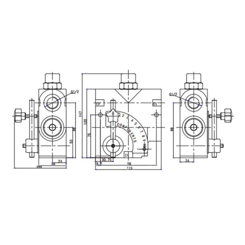 Hydraulic Adjustable Variable Flow Control Valve 0-30 GPM Hydraulic Directional