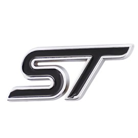 ST Emblem 3D Metal Badge Car Hood Truck Door Side Fender Rear Trunk Emblem Sticker Decals for Focus Focus 2 Focus 3 Auto F-150 Sport Decoration Accessories (Black)