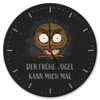 speecheese Owl Wall Clock with Saying Der frühe Vogel kann