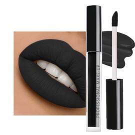Lápiz Labial Negro, Maquillaje Retro Brillo de Labios de Larga Duración, Black Pintalabios Mate Líquido Muy Pigmentadas para Fiestas, Máscaras, Halloween (Negro, m)