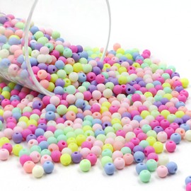 Colourful Beads for Threading Approx. 1500 Pieces, Acrylic Beads 6 mm with Hole Round, Beads for Threading Children and Adults, Craft Beads for DIY Bracelets, Jewellery Making, Necklaces, Crafts