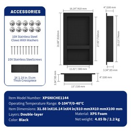 Geenspring 16'' x 32'' Shower Niche Insert Tile Ready, Recessed Niche for Shower Wall, Built-in Double Waterproof Shelf for Bathroom Storage, Matte Black