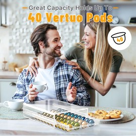 Letsteel Coffee Pod Holder Compatible with Nespresso Vertuo Pods Holder, 40 Capsules Coffee Pods Organizer, Suit for Home Office, Kitchen, Cafe Counter