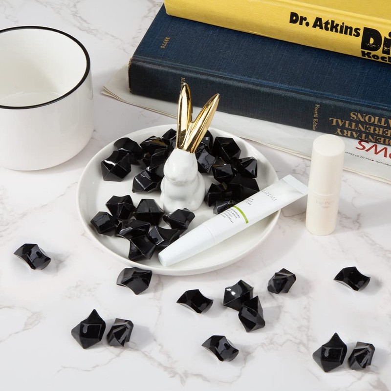 DomeStar Black Fake Ice Rocks, 150PCS Black Acrylic Crushed Ice
