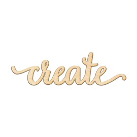 Woodums – Create Script Wooden Wall Art Decor, Unfinished Wood Sign for Family Room Decor, Charlie Script Letter Wood Cutout, Wall Decorations for Living Room 12 x 3 Inches
