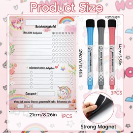 SHOWHEEL Children's Reward Board, A4 Magnetic Weekly Planner Children, Motivates Children Playful, Reward Board Children for Fridge, Reward System Children for Girls/Boys, with 3 Pens