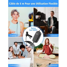 SYNCO Mikrofon-Krawatten-Reiter-Tieftöner, Lav-S6M2 Lapel Mikrofon Smartphone Omnidirektional Kondensator Mic Audio 3.5mm Clip-on für Kamera Android DSLR Telefon PC Videokameras