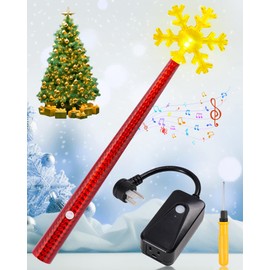 FRAMICS Wireless Remote Control Outlet, Magic Wand Christmas Tree Light, Christmas Tree Remote Control with Music, Remote Light Switch for Christmas Tree Wand Snowflake, Christmas Gift for Kids, Red