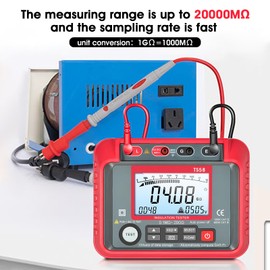 AIOMEST Digital Megohmmeter, 1000V Insulation Meter, 0.1MΩ~20GΩ, 50V/100V/250V/500V/1000V, with Backlight, Measuring Instruments for Electrical Devices such as Motors and Cables, T0-TS58