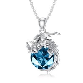 SLIACETE 925 Sterling Silver Dragon Necklace for Women Rose Quartz / Moonstone / Birthstone and Dragon Pendant Chain Silver Dragon Necklace Dragon Jewellery Gift for Dragon Lover, Sterling Silver,
