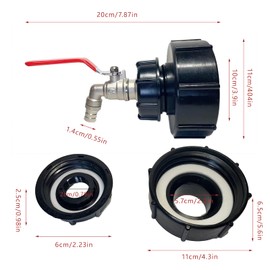 IBC Outlet Tap, IBC Tank Accessories S100 x 8 / S60 x 6 Coarse Thread IBC Adapter Ball Valve 3/4 Inch Hose Connection Tap Adapter Garden Hose for IBC Container