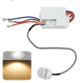 Vidacharmy Adjustable Infrared Sensor Switch, Mini Infrared Motion Detector for Indoor Installation, Built-in Motion Detector 220V, Range 6m/120°