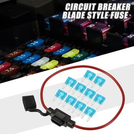 A ABSOPRO 15A Mini Blade Stye Fuse 16 AWG Fuse Holder Waterproof 16 Gauge Fuse Holder Blade Style Inline Fuse Holder Metal Black