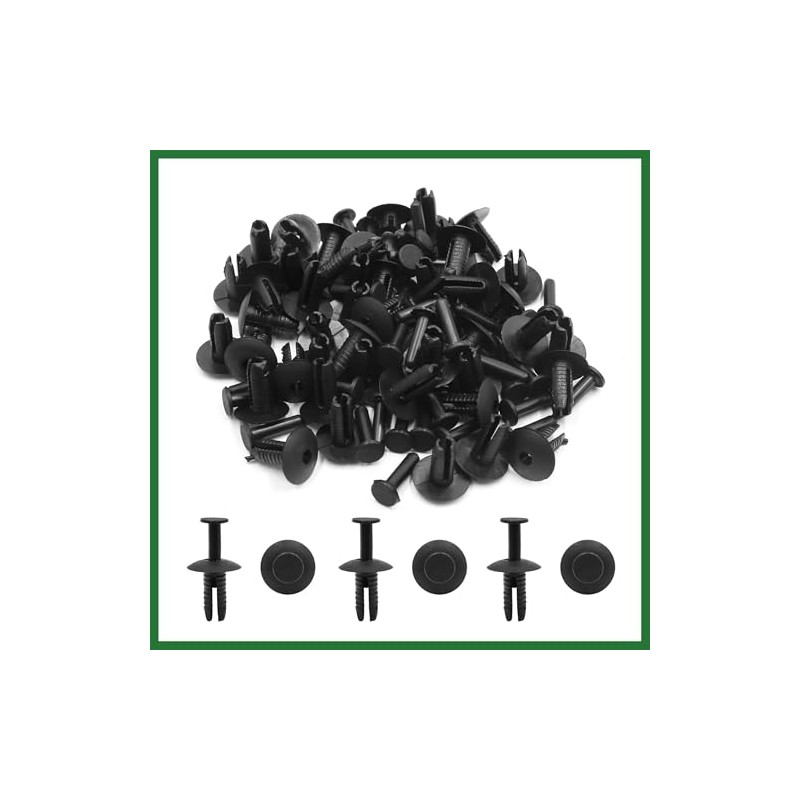 Motoforti 50pcs Black Plastic 6.5mm Car Clips Panel Rivets Fender