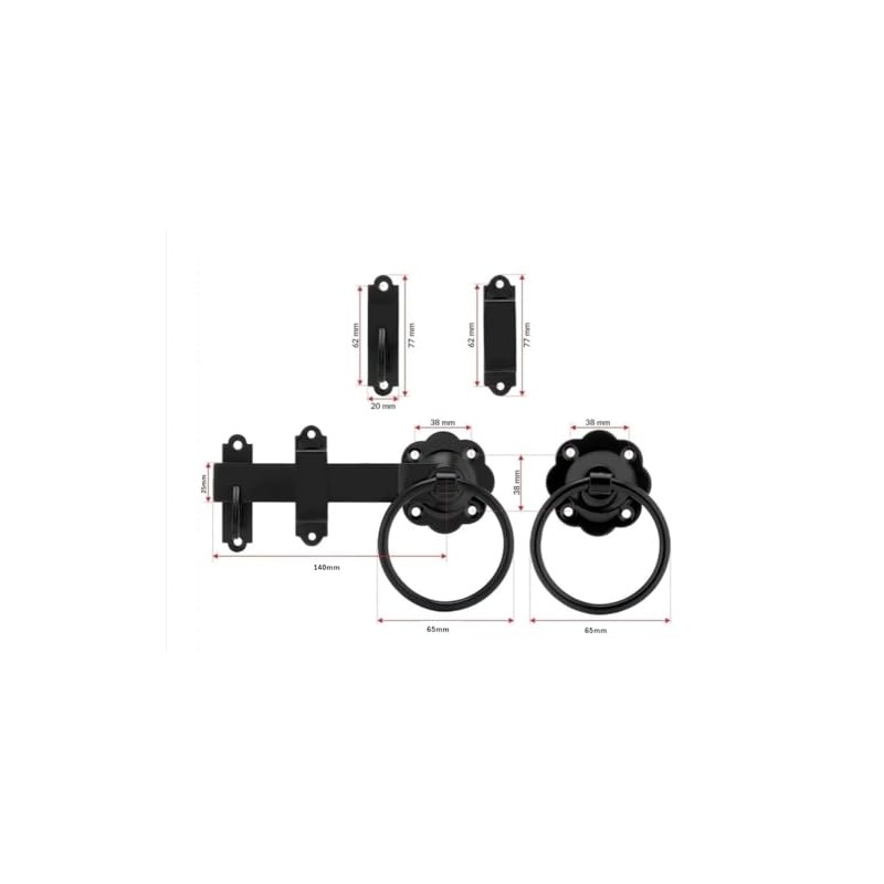 Black Ring Gate Latch, Garden Gate Latch, Door Catch, Gate