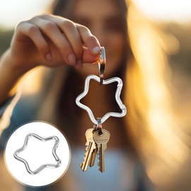 TIXIPEM Star Shaped Snap Clip [1 Pack] - Durable Keychain Clip Spring Snap Hook Use for Backpacks, Outdoor Traveling Walking & Camping Hiking - [Silver/Aluminum Alloy]
