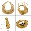 Woven Crossbody Bag for Women, Gold Leather Clutch Purse Knotted