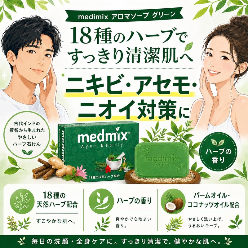 Mediix Green Soap, 4.4 oz (125 g), 6 Pieces +