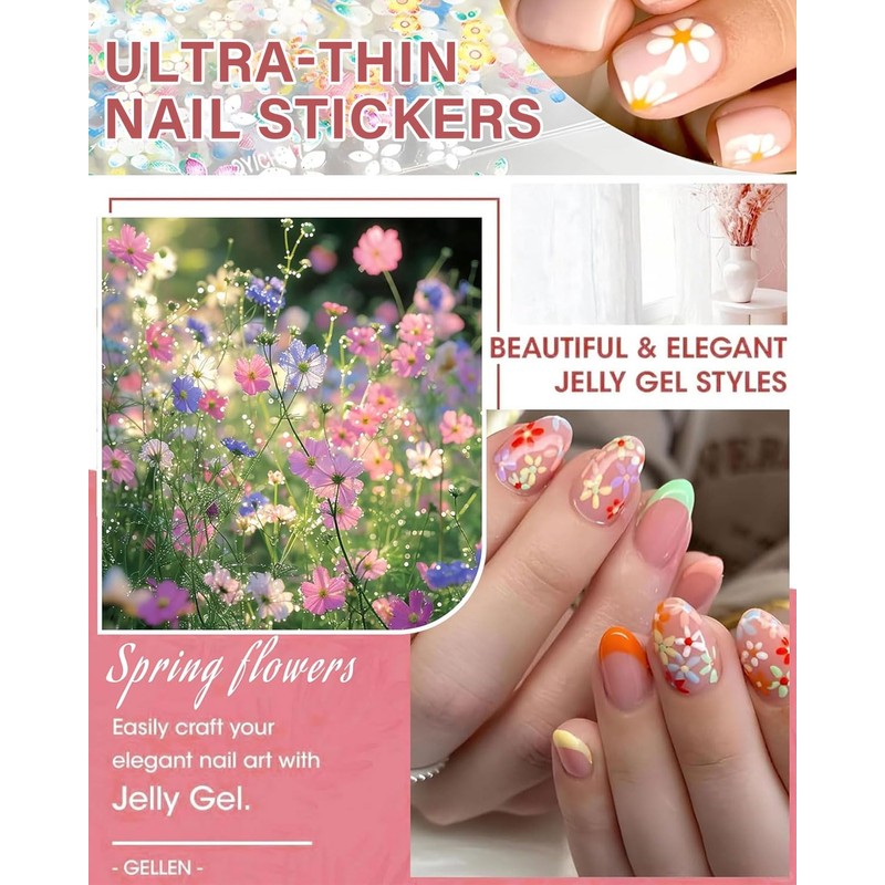 SCJJZ 30 Blatt 3D Nagelsticker Nagelsticker Selbstklebend Blumen Blumenherzform Nageldesign