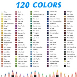H & B 122Pack Coloured Pencils Drawing Pencil Set Oil Based Artist Pencils Professional Colouring Pencils for Adults Beginners Art Supplies with Eraser In Zipper Case