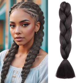 Braiding Hair 24inch Natural Black Synthetic Braided Hair Extension Afro Jumbo Braids 100g