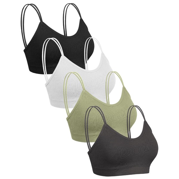 Omisy 4 Pieces V Neck Cami Bra Bralettes for Women,Padded